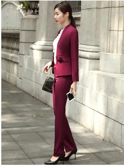 Модная винная официальная форма дизайнерские профессиональные брючные костюмы