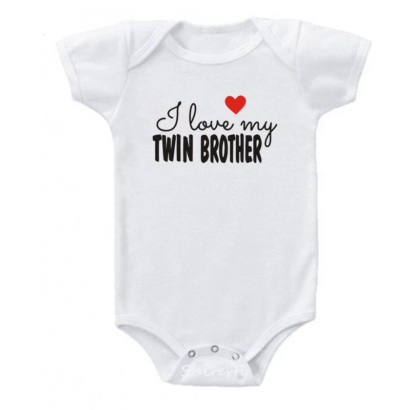 Хлопковое боди для новорожденных младенцев мальчиков и девочек I Love My Twin Brother Sister