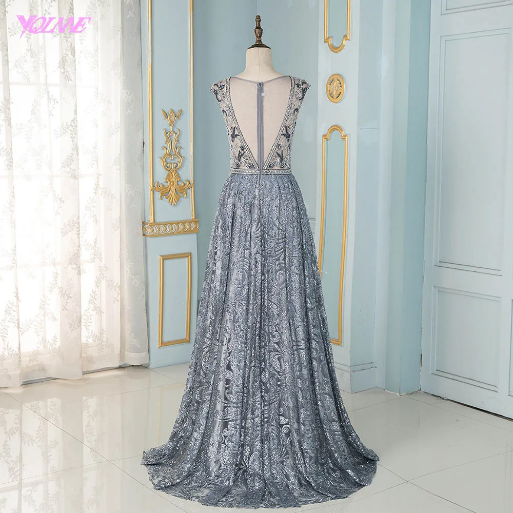 Женское вечернее платье YQLNNE длинное блестящее с глубоким v-образным вырезом и