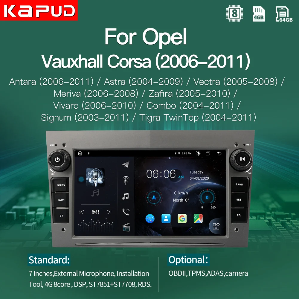 

Kapud Android 10 Car Radio Multimedia Video Player For Opel GPS Navigation 7'' Astra Stereo Antara Zafira Corsa Combo Vectra DSP