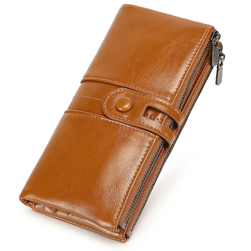 

European Women's purse leather Vintage Long Female wallet Large Capacity RFID wallets for women Ultra thin carteras para mujer