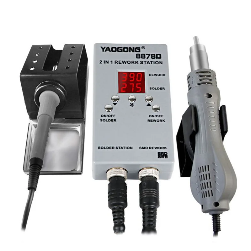 

Digital Display Yaogong 8878D Mini Convenient Mobile Phone Repair Tool 2-in-1 Hot Air Gun Desoldering Station