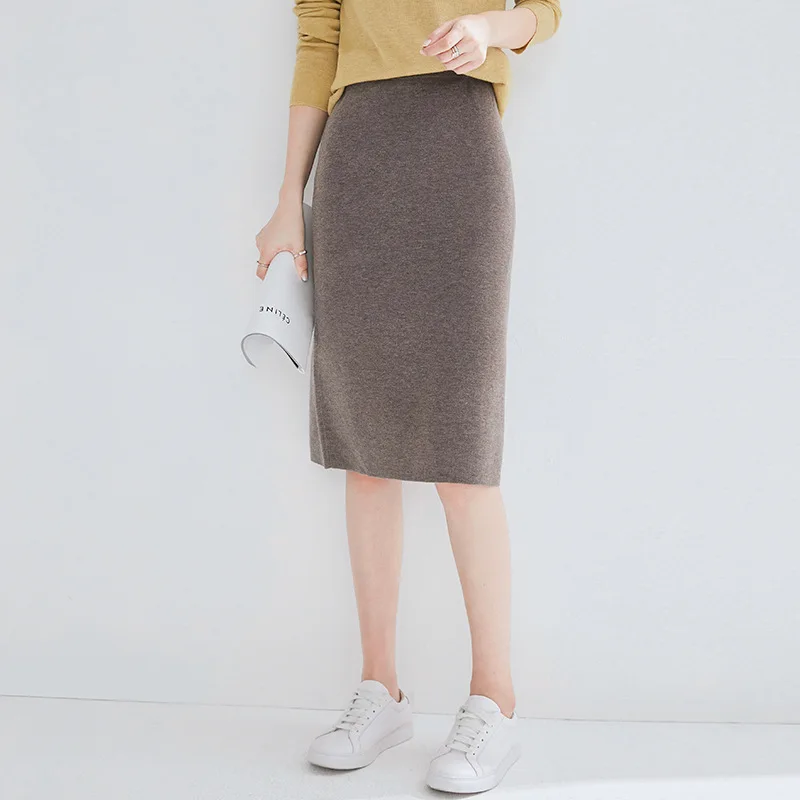 Элегантная и Очаровательная Женская юбка с разрезом осень зима 2019 новый стиль