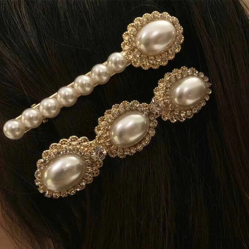 Корейская модная темпераментная знаменитая общественная личность Ветер Большой жемчужный край клип бэнг зажим в форме утиного клюва.