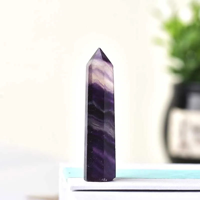 100% натуральный цветной флюорит шестигранная колонна кристальная точечная