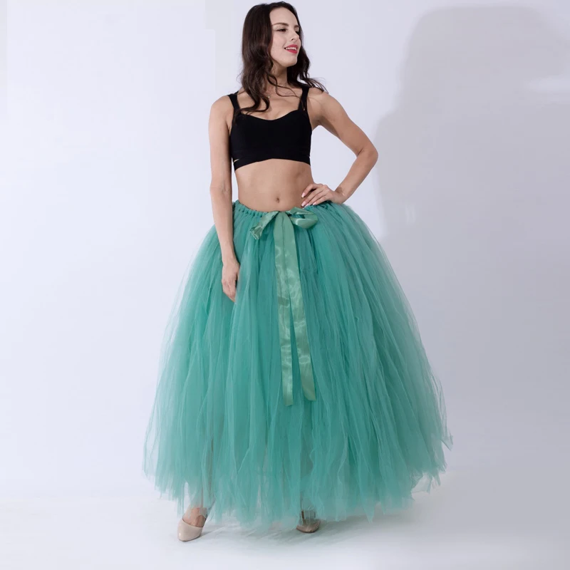 Женские фатиновые юбки ручной работы FOLOBE зеленые плиссированные со шнуровкой и