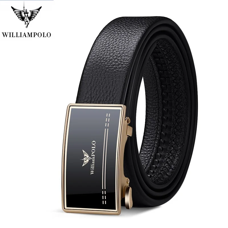 WILLIAMPOLO 2021 Genuine leather Brand Belt Men Top Quality Luxury Inside wear Automatic Buckle Belts for Men Strap Male Metal