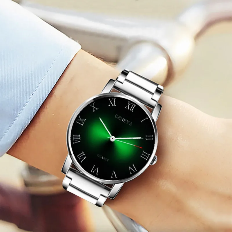 

Часы наручные мужские кварцевые в деловом стиле, Модные Роскошные Синие аналоговые с календарем и ремешком из нержавеющей стали, 2021