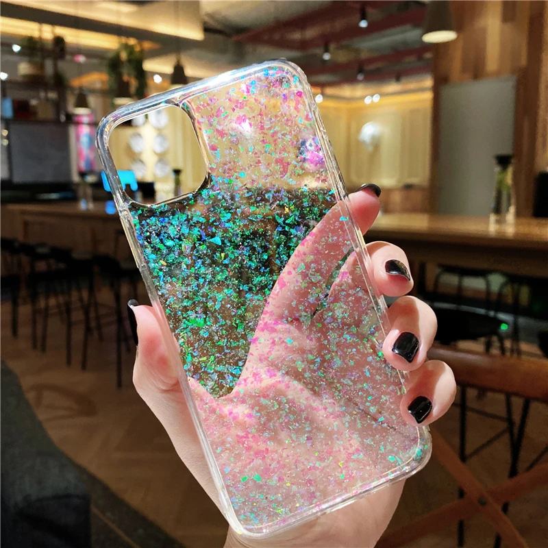 Luxury Shining Glitter Cover for iPhone 11 Pro XS Max XR Transparent Silicon Case 8 7 6S Plus Bling Sequins Hoesjes |