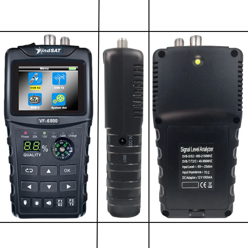 VF-6800 спутниковый Finder Meter Dvb-T2/DVB S2/DVB C Combo Sat Dvb T2 приемник Satfinder US Plug | Инструменты