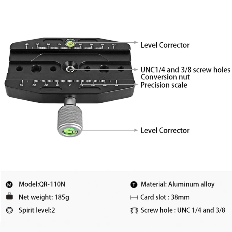 Description Picture 5 of itemAluminium 50mm/70mm/90mm/110mm Quick Release Clamp Tripod Ball Head Mount Clamp for Arca-Swiss Standard Camera Monopod