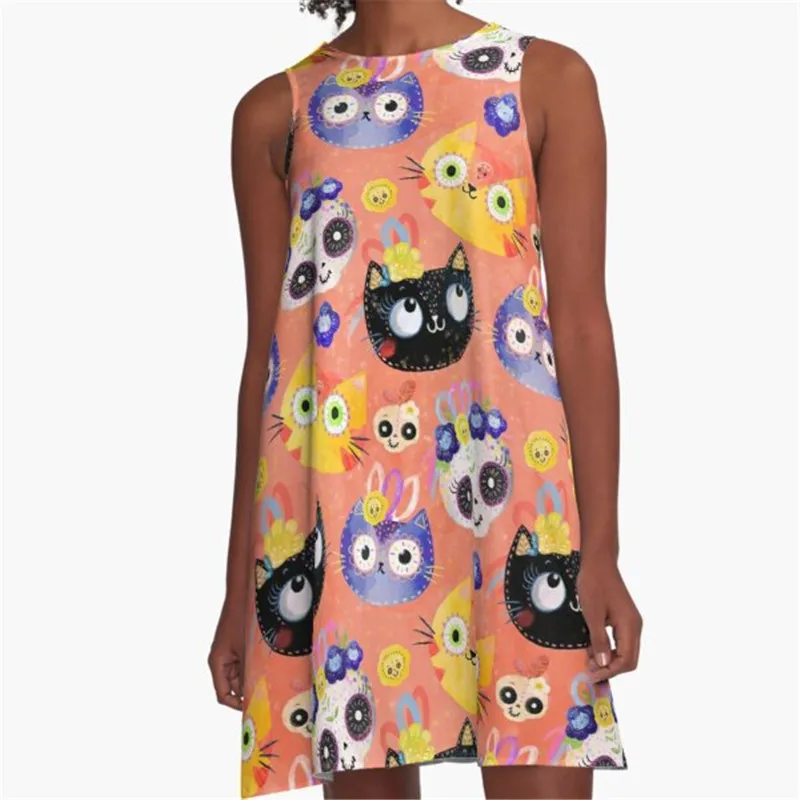 

Fashion Women summer dresses Chamomile pink Printed A-Line Boho Dress for women harajuku Sexy ladies mini short beach dress