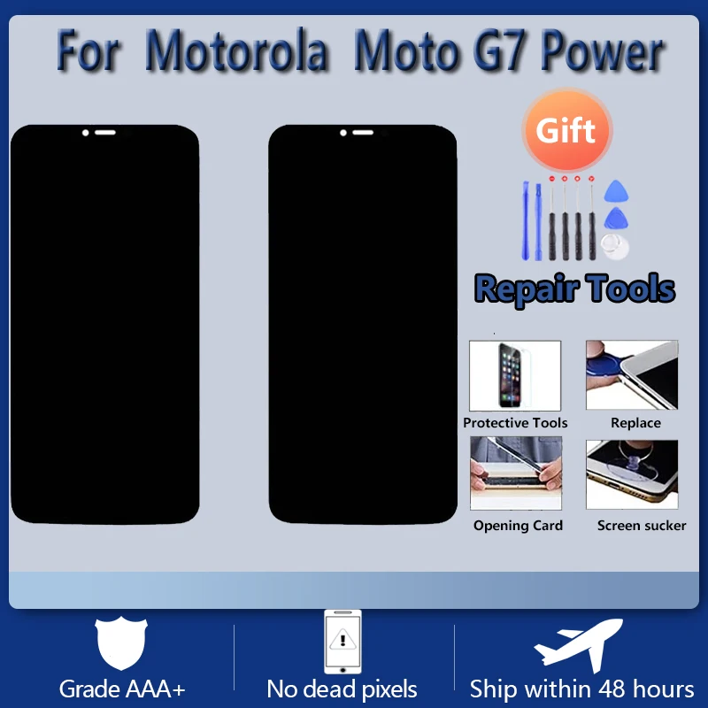 Для Motorola MOTO G7 Power Оригинальный ЖК-экран в сборе с передним чехлом черный ремонтным