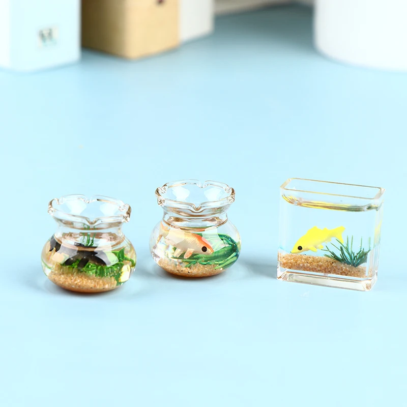 

Dollhouse Miniature Glass Fish Tank Bowl Aquarium Doll House Home Ornament Toy For Dollhouse Decals New!