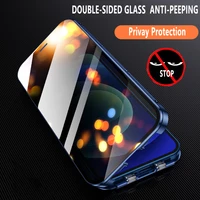 anti peep magnetic phone case for iphone 13 12 mini 11 pro xs max se2 xr x 8 7 6s plus double glass metal privacy protect cover