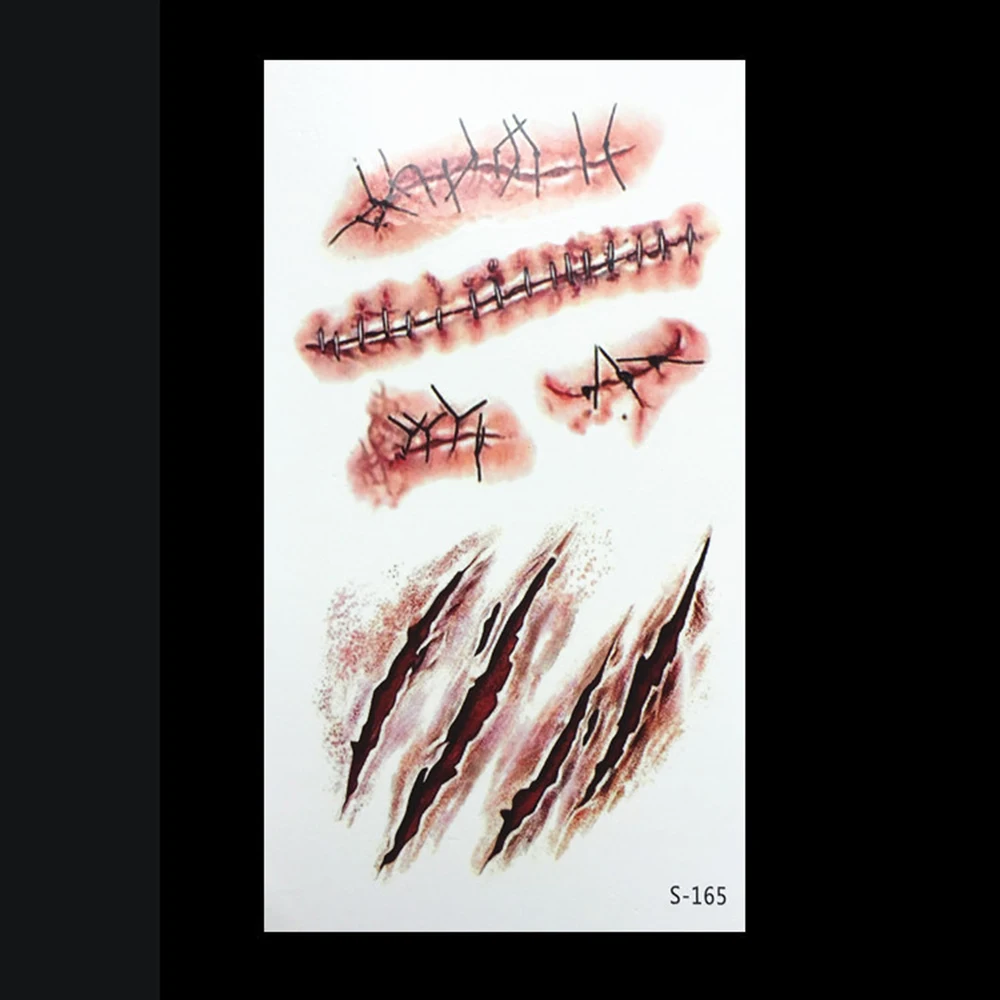 Временная татуировка стикер водонепроницаемый мгновенный прошитый раненный