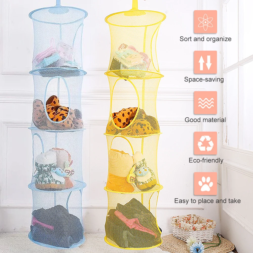 4-слойная Складная рыболовная подвесная сумка для хранения сушильной сети