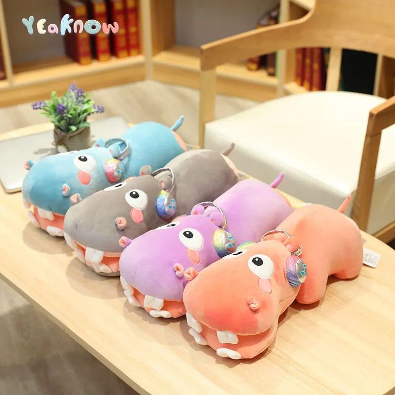 

Плюшевые куклы Yeaknow Kawaii Hippo, мягкая игрушка-животное, подушка для чтения, милые игрушки для детей, подарок на день рождения и Рождество, плюше...