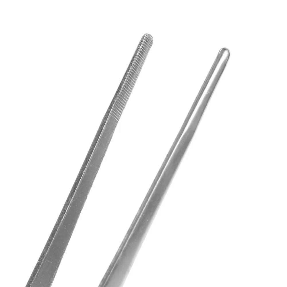 30 см зубчатые нержавеющая сталь tweezers серебряные Длинные кухонные щипцы прямые домашние медицинские пинцеты садовый кухонный инструмент