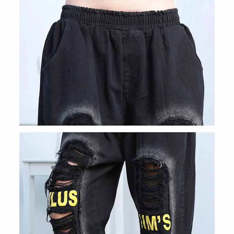 Женские джинсы с дырками SOUL OF TIGER повседневные винтажные в Корейском стиле