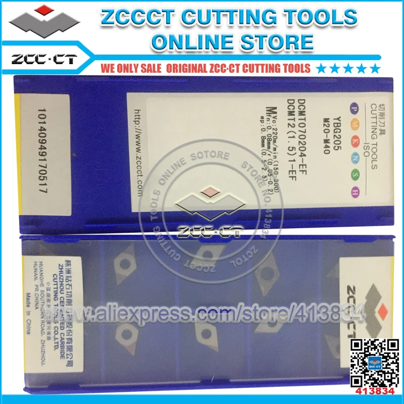 50 шт. ZCC инструменты DCMT070204-EF YBG205 ZCCCT DCMT 070204 EF Токарные вставки с ЧПУ для отделки из
