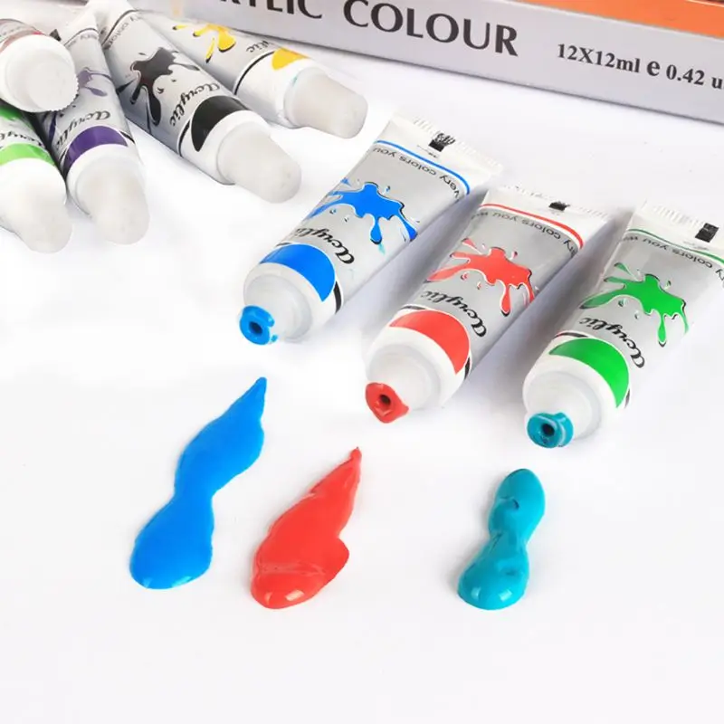 

12 x 12ml Heavy Body Colors Rich Pigments Acrylic Paint Set for Painting Canvas Crafts