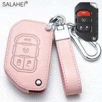 leather car key remote cover full case for jeep 2018 2019 wrangler jl jlu flip remote keyless protection auto accessories ring