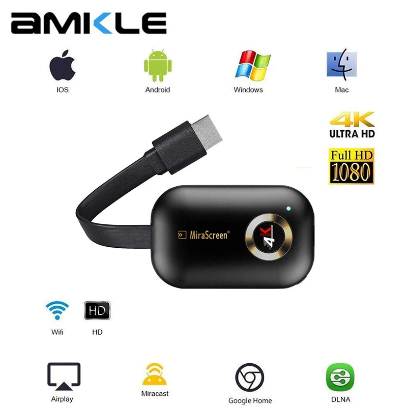 ТВ флешка AMKLE MiraScreen HDMI совместимый адаптер Anycast Miracast DLNA Airplay Wi Fi дисплей ресивер