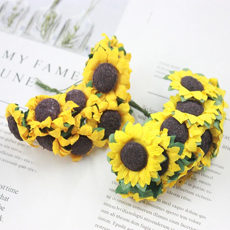 Осеннее украшение 10 голов желтый подсолнух шелк искусственные цветы букет для