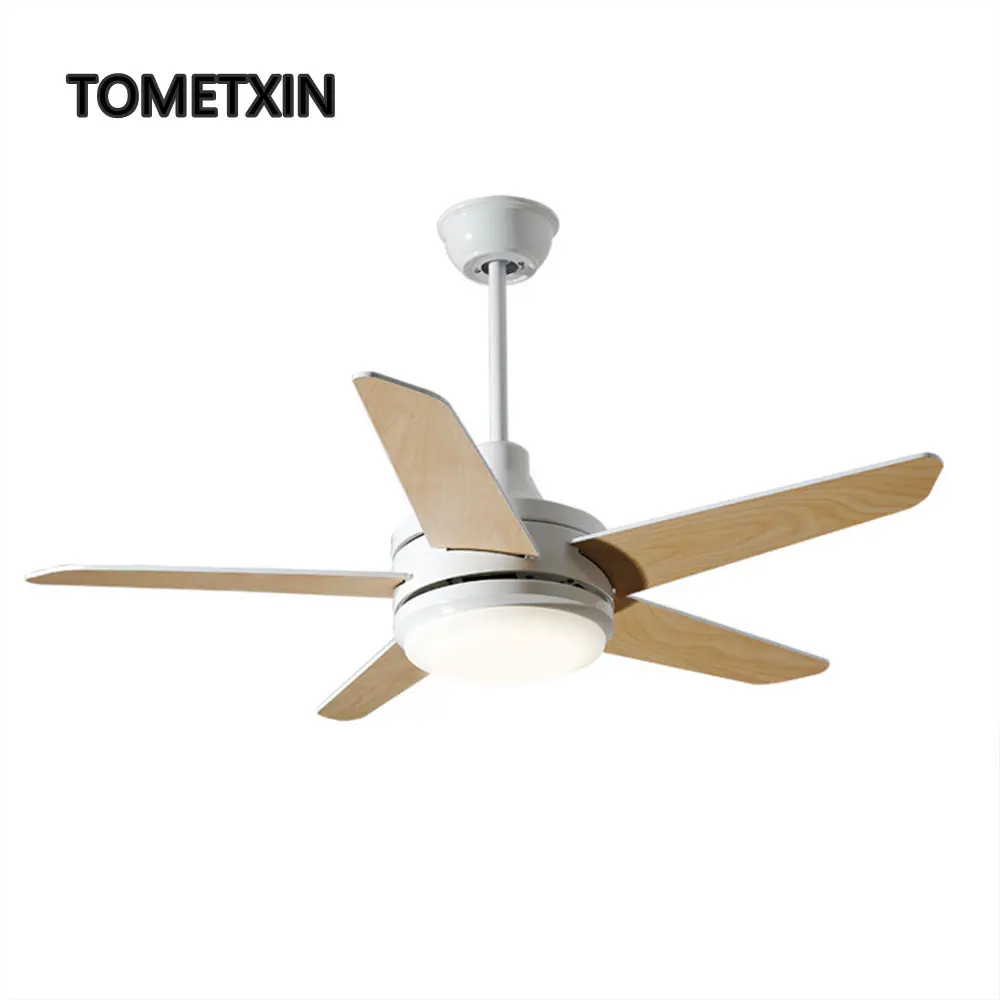 

Modern simple Nordic solid wood ceiling fan light remote control American living room dining bedroom inverter LED electric fans