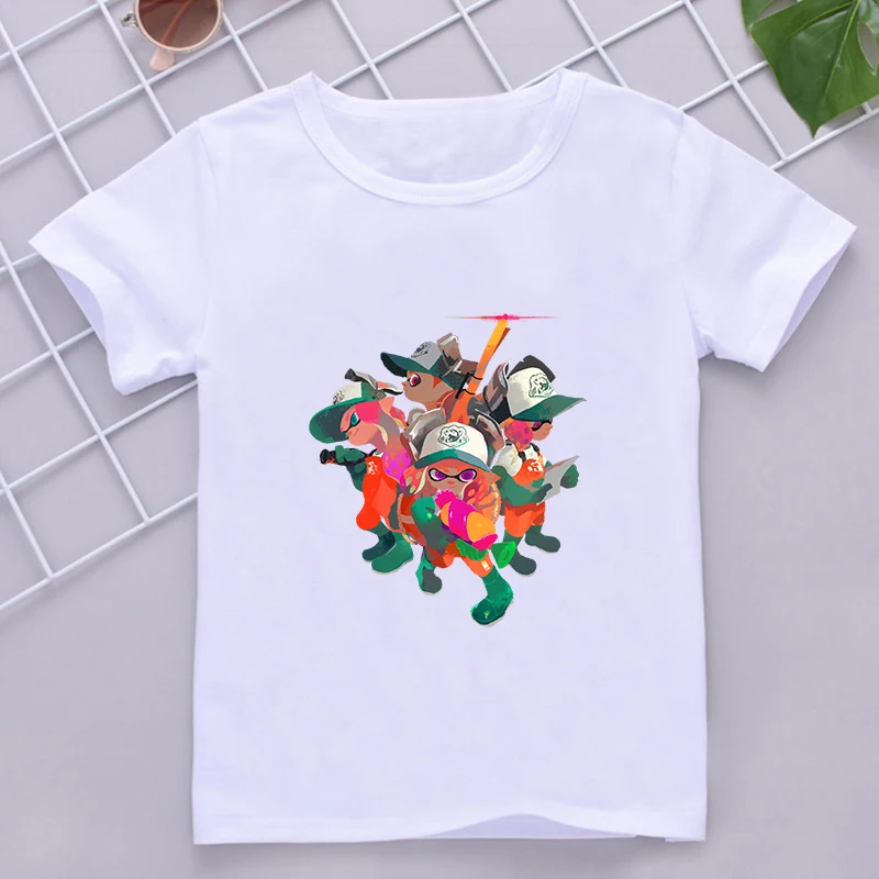 

Splatoon 2 Chaos Cartoon Game Switch Tees Children T Shirt Fashion Short Sleeves Cotton Top Kids Harajuku Print Clothing T-shirt