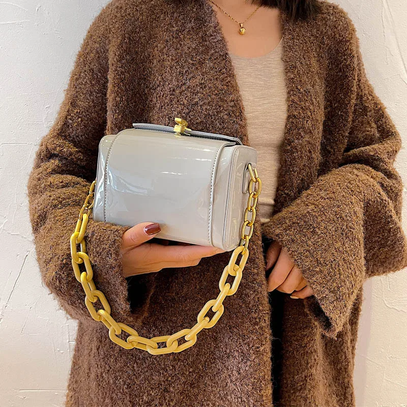 

Women Bag 2021 Chain Leather Luxury Handbag Female Bags Design Mini Satchel Box Design Women Luxury Crossbody Shoulder Bag