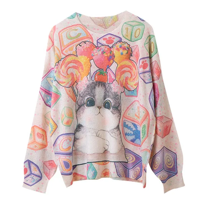 PERHAPS U японские милые женские вязаные свитера пуловеры с длинным рукавом и