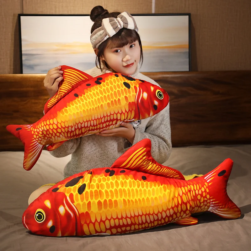 80/100cm Cute Lifelike Carp Koi Clownfish Plush Toys Stuffed Lovely Animals Pillow Fish Soft Doll For Girls Kids Birthday Gifts - купить по