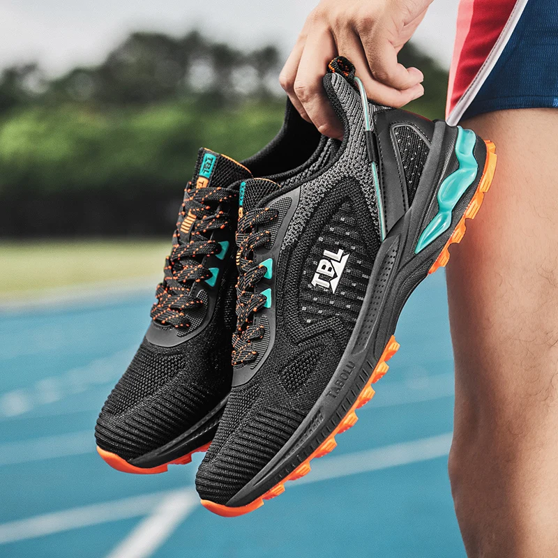 2021 Summer New Flying Woven Cross Country Breathable Running Air Cushion Shoes Outdoor Men's Sueakers