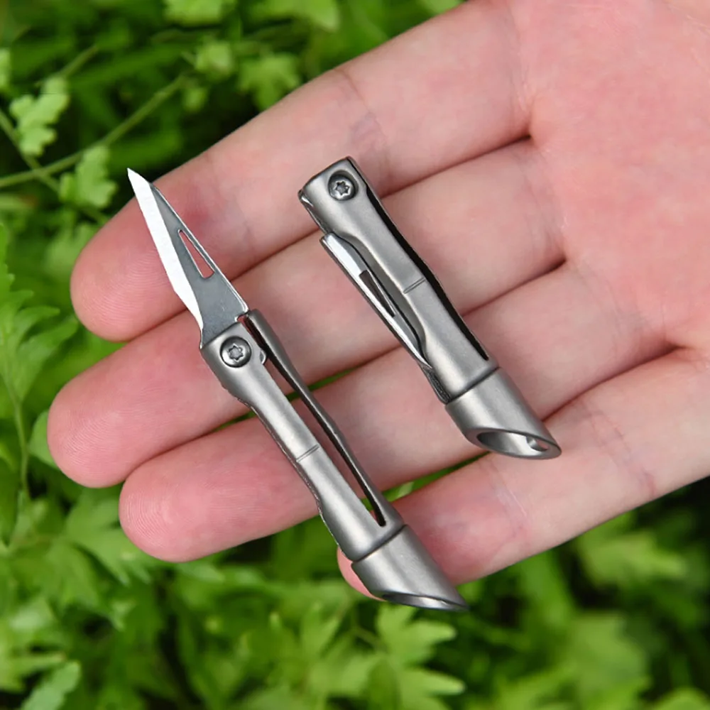 1PCS Cutter Mini Folding Utility Knife EDC DIY Tools Multi Fruit Blade Keychain Knives Creative Bamboo Shape Handle - купить по