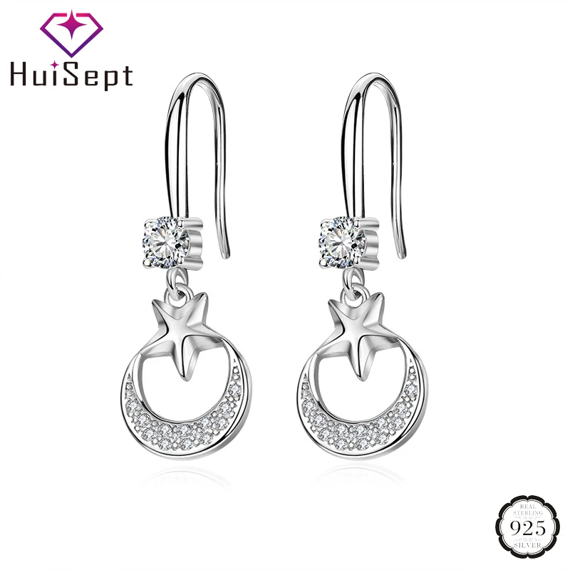 Серьги подвески HuiSept из серебра 925 пробы женские ювелирные украшения для ушей в