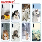Силиконовый чехол для телефона Samsung Galaxy S10 E PLUS A10 A20 A30 A40 A50 A70 A10E A20E M20, Симпатичная кошка, собака, медведь, олень, снег, зима