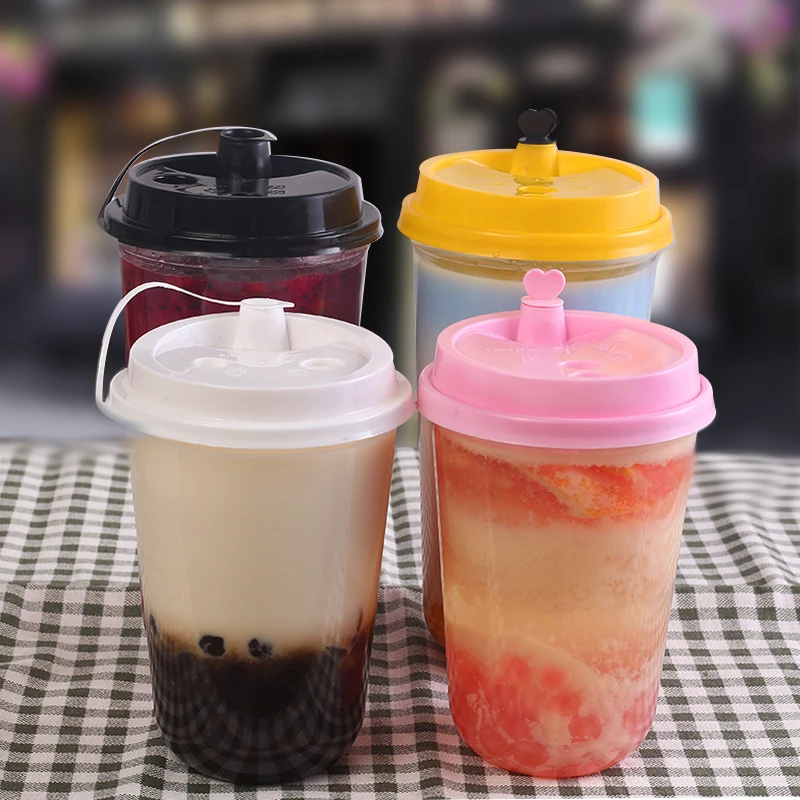 50pcs Disposable fat U-shaped cup transparent plastic milk tea glass round bottom creative outsourcing packaged juice coffee | Дом и сад