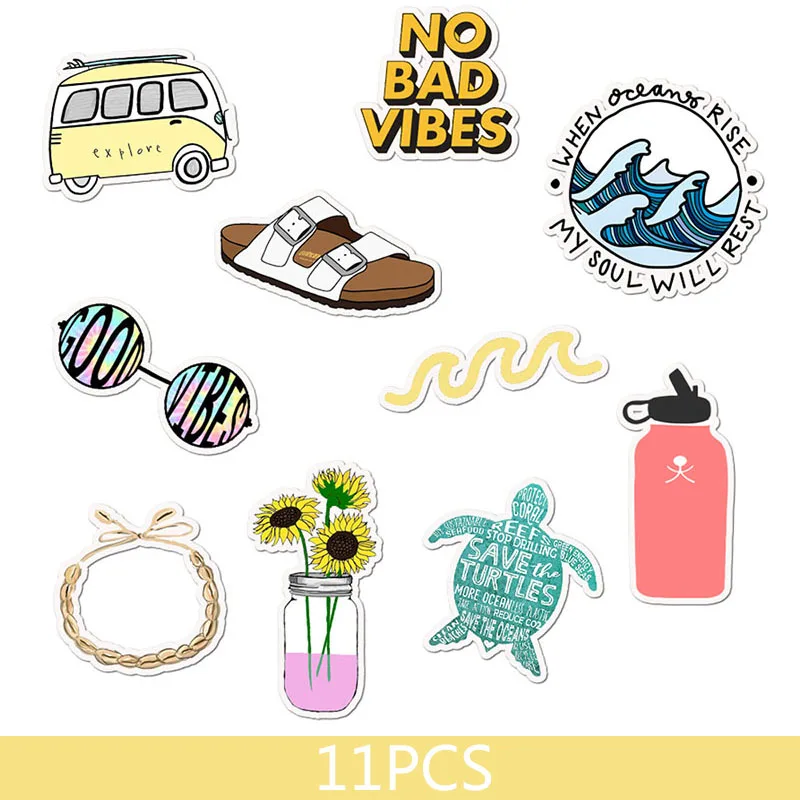 11PCS-A 35 шт. в упаковке, простая Милая мультяшная наклейка Vsco для девочек, наклейка DIY для ноутбука, багажная игрушка для скейтборда, водонепроницаемая наклейка s - Цвет: 11PCS-A