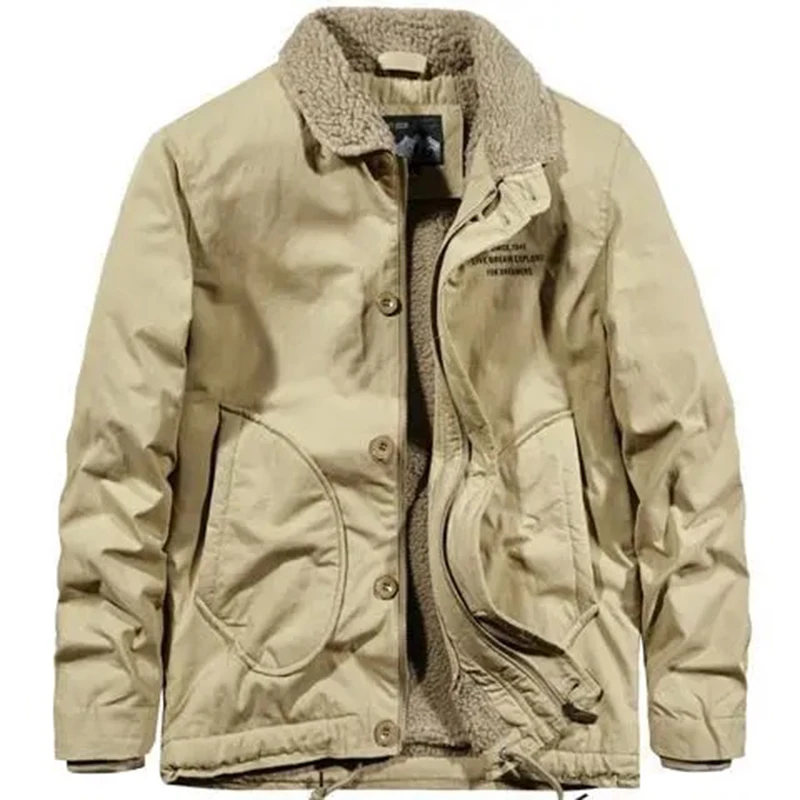 2021 Men Winter Jacket New Cashmere Blouson Home Male Lapel Business Coat Warm Thick Splice Cotton Velvet Overalls parkas