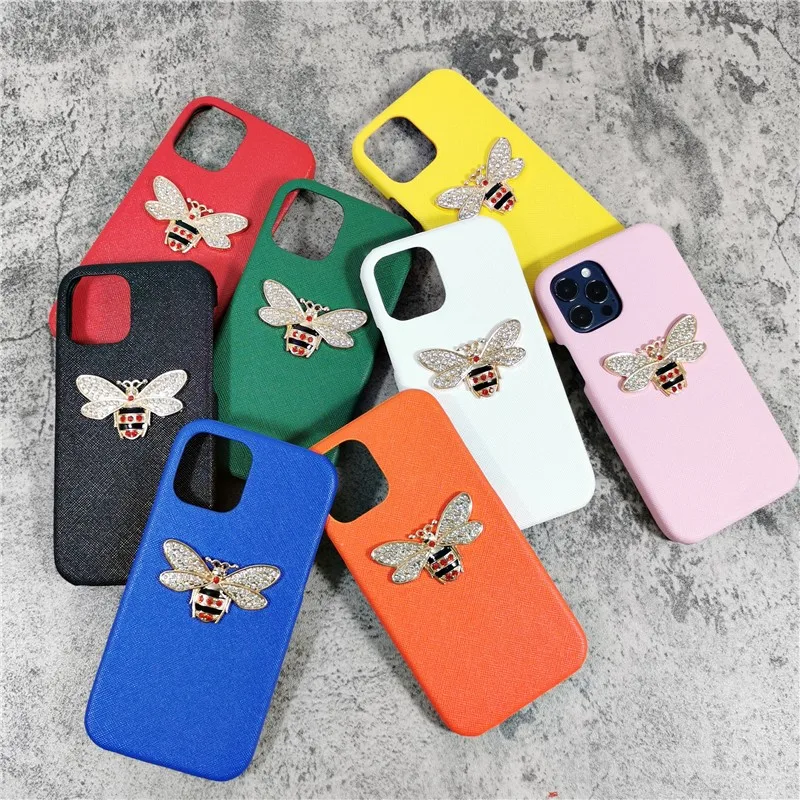 

Luxury 3d Metal Diamond Red Bee Female Soft Case For Iphone 11 12 Pro Max 7 8 Plus Xr X Xs Se 2020 Pu Leather Phone Cover Fundas
