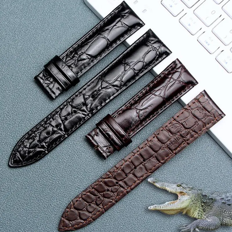Genuine Crocodile Leather Watchband 14mm 16mm 18mm 19mm 20mm 21mm 22mm Watches Strap And Butterfly Buckle Watch Band