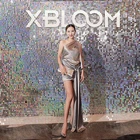 8 футов2,4 м 3D наклейки на стены кристалл пневматические блестки зеркало золотая ткань для стен краска день рождения свадьба фон Декор стены