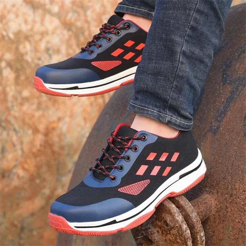 Новые защитные кроссовки мужские летние тонкие рабочие ботинки с перфорацией