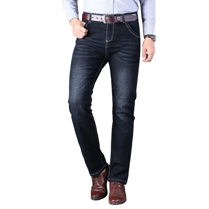 Брюки женские джинсовые Стрейчевые с завышенной талией черные/синие большие