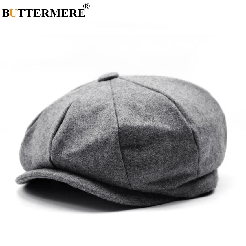 BUTTERMERE, Мужская кепка Newsboy, берет унисекс, шерстяная шапка, твид, Гэтсби, восьмиугольная, в клетку, для женщин, винтажный бренд, зима, весна, шапки Duckbill - Цвет: light gray