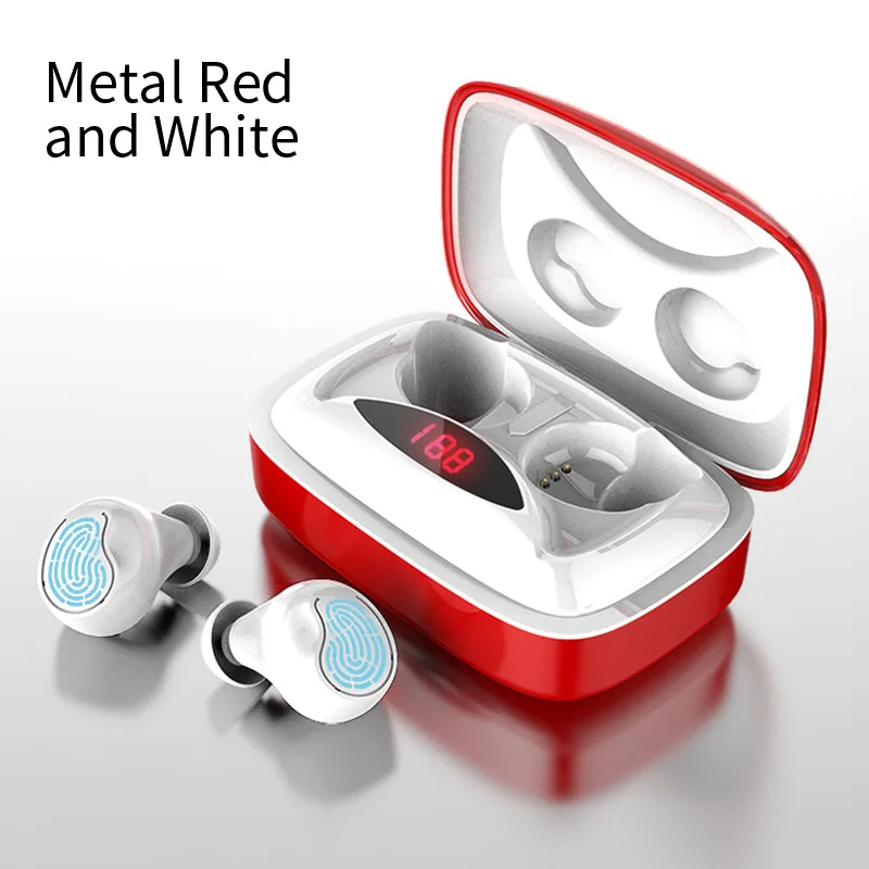 Metal Red and White TWS 5,0 3D Bluetooth наушники гарнитура беспроводные наушники спортивные наушники мобильный телефон для huawei iPhone samsung - Цвет: Metal Red and White