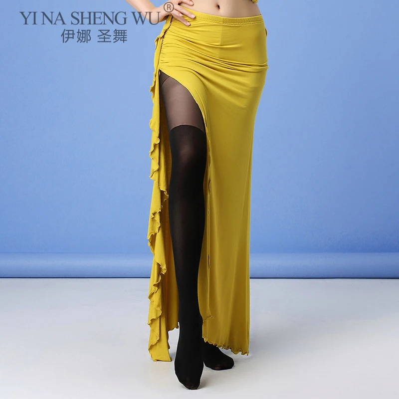 

Женская юбка для танца живота, длинная юбка с разрезом по бокам, одежда для восточных танцев