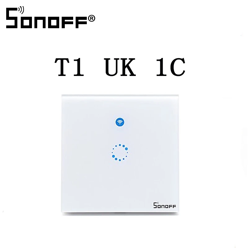 Интеллектуальный выключатель света Sonoff TX T2/T3 EU/UK Smart WiFi RF 433/приложение/сенсорное управление настенный выключатель света 1/2/3 Gang 86 Тип настенный сенсорный переключатель умный дом пульт дистанционного управления - Комплект: T1 UK 1 gang